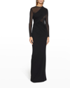 Saint Laurent Mesh Layered Gown In Nero