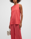 Lafayette 148 Adela Sleeveless Silk Top In Vibrant Coral