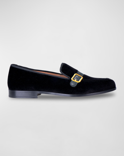 Stubbs And Wootton Men's Embroidered Buckle Venetian Smoking Slippers In Black