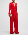 A.l.c Kieran Ii Belted Crepe Wide-leg Jumpsuit In Garnet
