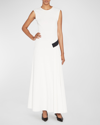 Giorgio Armani Maxi Dress W/ Colorblock Hip Detail In Ice