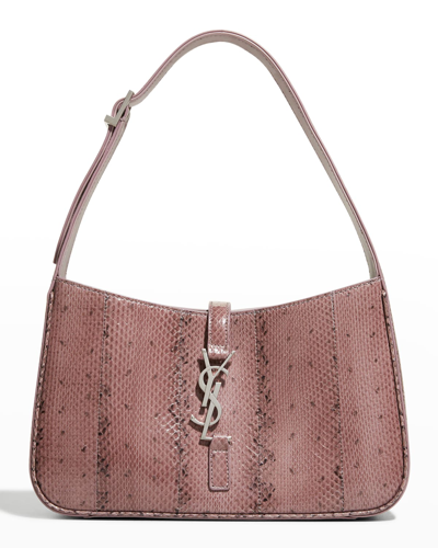 Saint Laurent Le 5 A 7 Ysl Shoulder Bag In Lizard In Rose