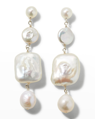 Margo Morrison Mixed Pearl Post Earrings In White