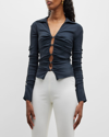 Jacquemus La Chemise Soffio Cutout Top In Navy