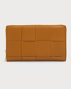 Bottega Veneta Intrecciato Napa Zip Wallet In Camel