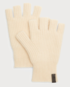 Vince Ribbed Cashmere Fingerless Gloves In Beige