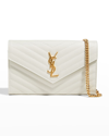 Saint Laurent Monogramme Large Grain De Poudre Wallet On Chain In 7314 Lt Chartreus