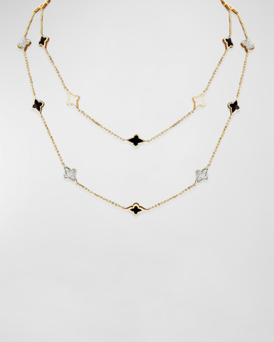 Farah Khan Atelier 18k Yellow Gold Piano Black And Atlas White Long Necklace, 36"l