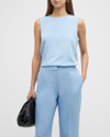 Lafayette 148 Adela Sleeveless Silk Top In Cool Blue