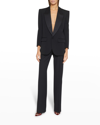 Saint Laurent Silk Collar Blazer In Nero