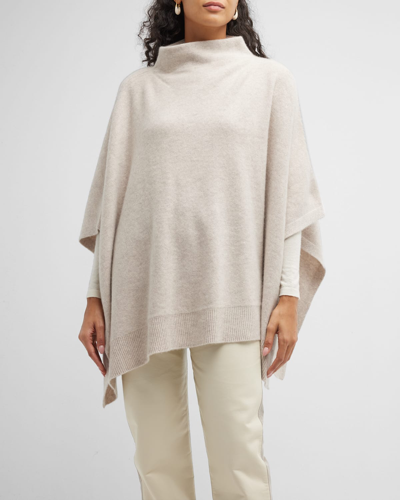 Vince Funnel Neck Knit Cashmere Poncho In Beige