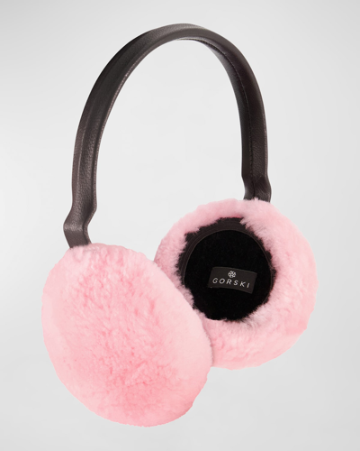 Gorski Lamb Shearling Earmuffs In Burgundy