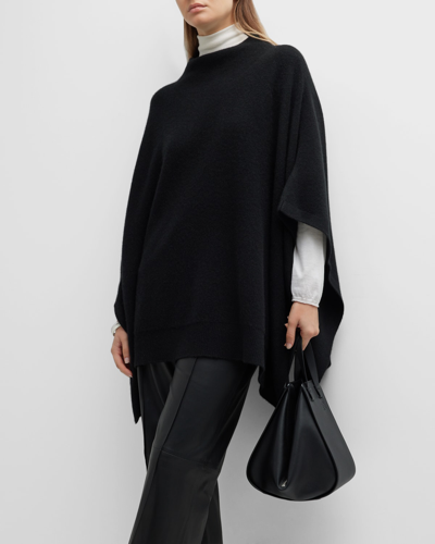 Vince Funnel Neck Knit Cashmere Poncho In Black