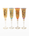 Vietri Regalia Assorted Champagne Glasses, Set Of 4