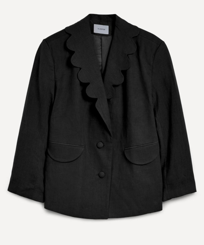 Sleeper + Net Sustain Dynasty Scalloped Linen Blazer In Black