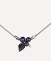 SHAUN LEANE STERLING SILVER BLACKTHORN SINGLE LEAF AND PEARL PENDANT NECKLACE