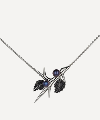 Shaun Leane Sterling Silver Blackthorn Double Leaf And Pearl Pendant Necklace