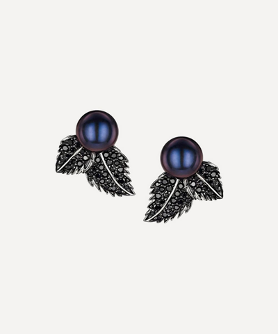 Shaun Leane Sterling Silver Blackthorn Double Leaf And Pearl Stud Earrings