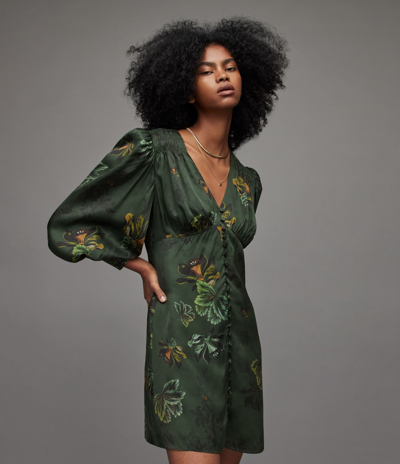 floral dress sage green CrispCotton Green Tiered Maxi Dress