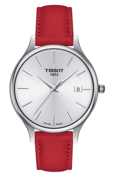 Tissot Bella Ora Piccola Leather Strap Watch, 38mm In Silver