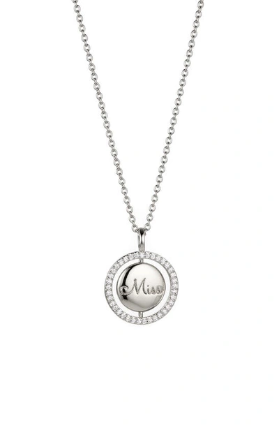 Nadri Smitten Miss/mrs. Pendant Necklace In Rhodium