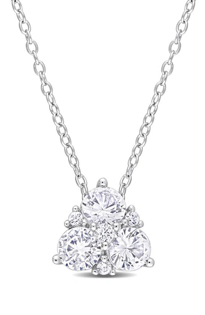 Delmar Sterling Silver Created White Sapphire Pendant Necklace