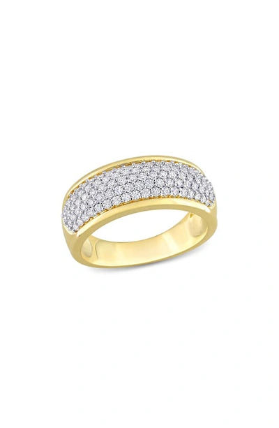 Delmar Gold Plated Lab Created Moissanite Ring In Yellow