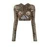 Knwls Green Floral Print Anti Crossover Top In Green