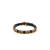 Versace Black La Greca Leather Choker Necklace In Black