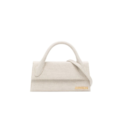 Jacquemus Le Chiquito Long Linen-blend Top-handle Bag In Neutrals
