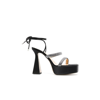 Mach&mach Devon Crystal-embellished Satin Platform Sandals In Black