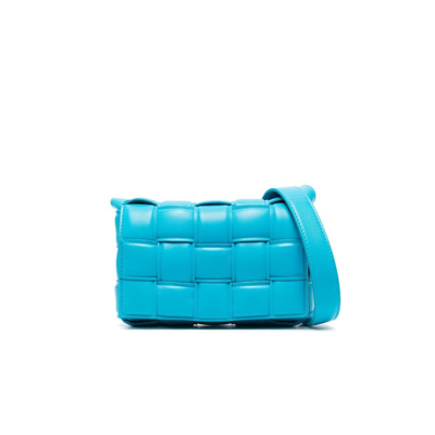 Bottega Veneta Cassette Small Padded Intrecciato Leather Shoulder Bag In Blue