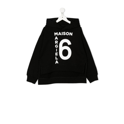 Mm6 Maison Margiela Black Logo Print Cotton Hoodie
