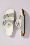 Birkenstock Shearling-lined Double-strap Sandals In Grey