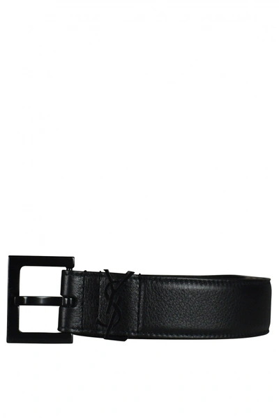 Saint Laurent Luxury Belt    Black Monogrammed Belt
