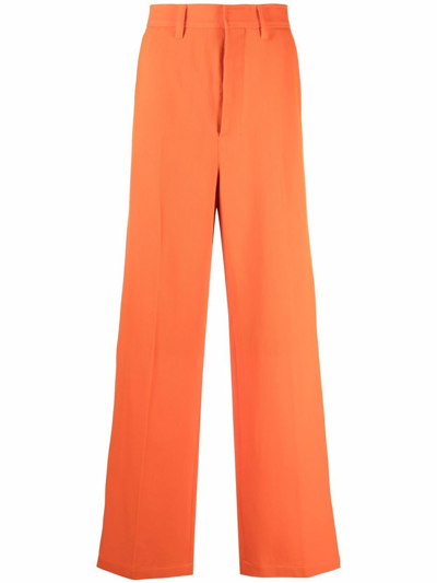 Ami Alexandre Mattiussi Wide-leg Tailored Trousers In Orange