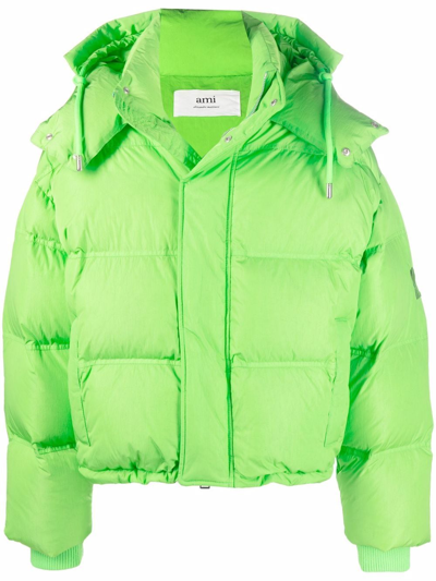 Ami Alexandre Mattiussi Ami De Coeur Puffer Jacket In Green