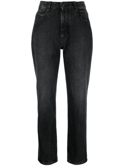 Ami Alexandre Mattiussi High-waisted Straight-leg Jeans In Black