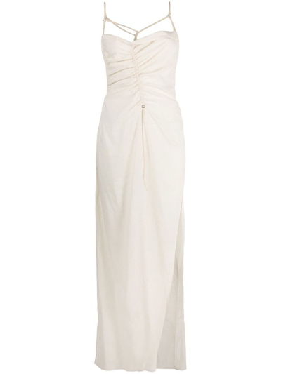 Jacquemus Neutral La Robe Gaua Ruched Maxi Dress In Bianco