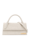 Jacquemus Long Linen Tote Bag With Single Strap In Nude