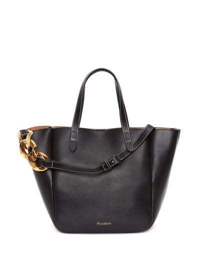 Jw Anderson Logo-detail Leather Tote Bag In Black