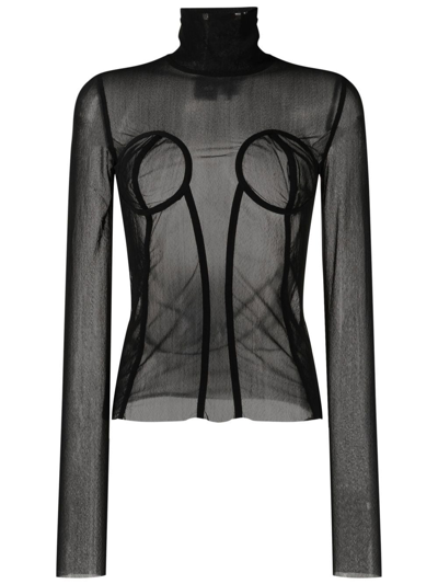 Natasha Zinko Black High Neck Mesh Top