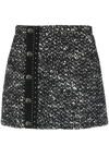 Moncler Tweed Buttoned Mini-skirt In Schwarz