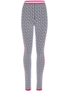 Balmain Side-stripe Monogram Knit Leggings In White