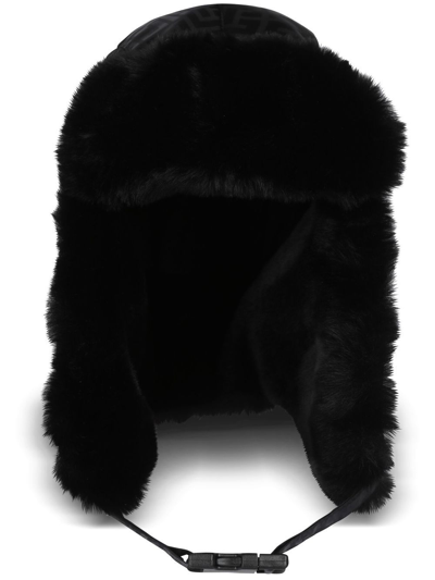 Balmain Monogram Faux-shearling Trapper Hat In Black
