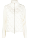 Moncler Padded Wool Cardigan In Weiss