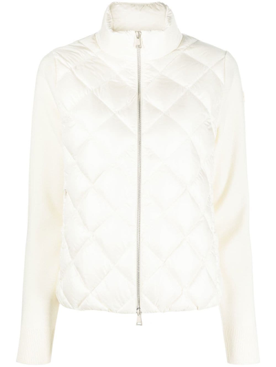 Moncler Padded Wool Cardigan In Weiss