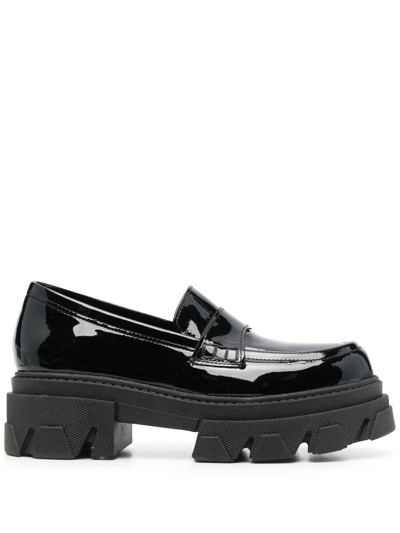 Alohas Platform Leather Loafers In Black