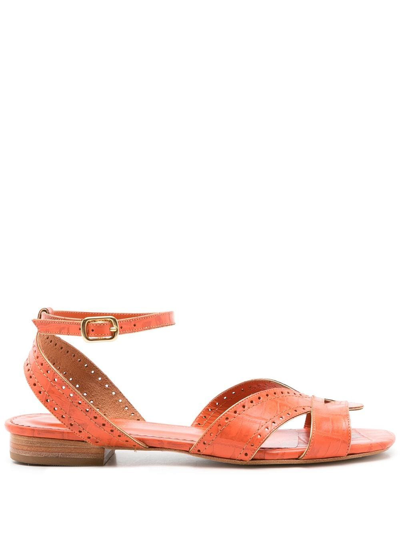 Sarah Chofakian Chemisier Open-toe Flat Sandals In Orange