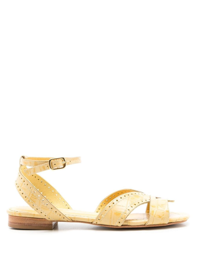 Sarah Chofakian Chemisier Open-toe Flat Sandals In Yellow